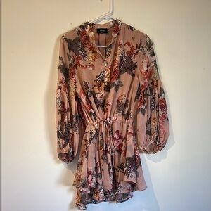 Vici Pink Wrap Sundress with Bishop Sleeves